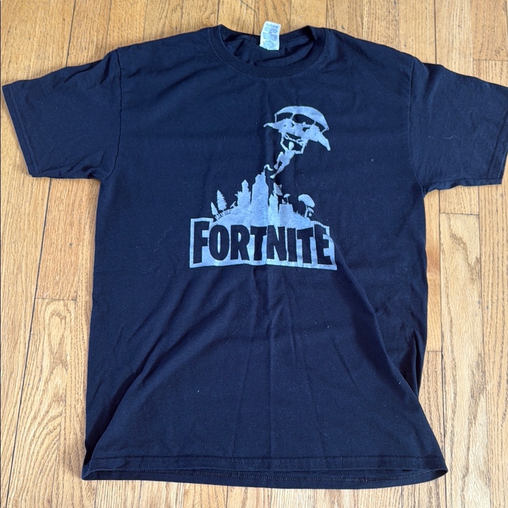 Black Short Sleeve Tee with Fortnite Graphic